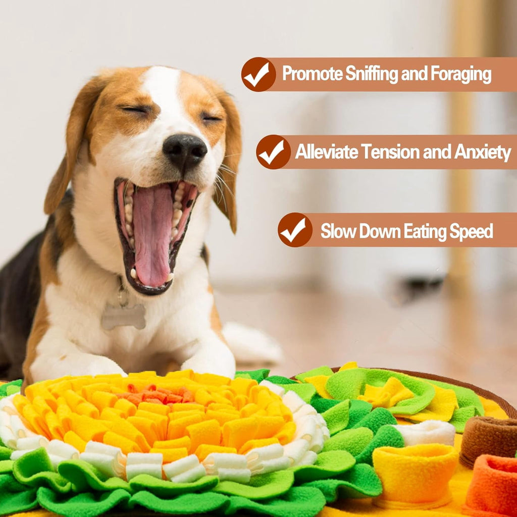 Snuffle Mat for Dogs, Bone Shaped Interactive Dog Feeding Mat 17 X 25 In, Slow Feeder Sniff Mat with Treat Hiding Pockets, Puzzle Enrichment Mat for Puppies, Small and Medium Dogs, Orange