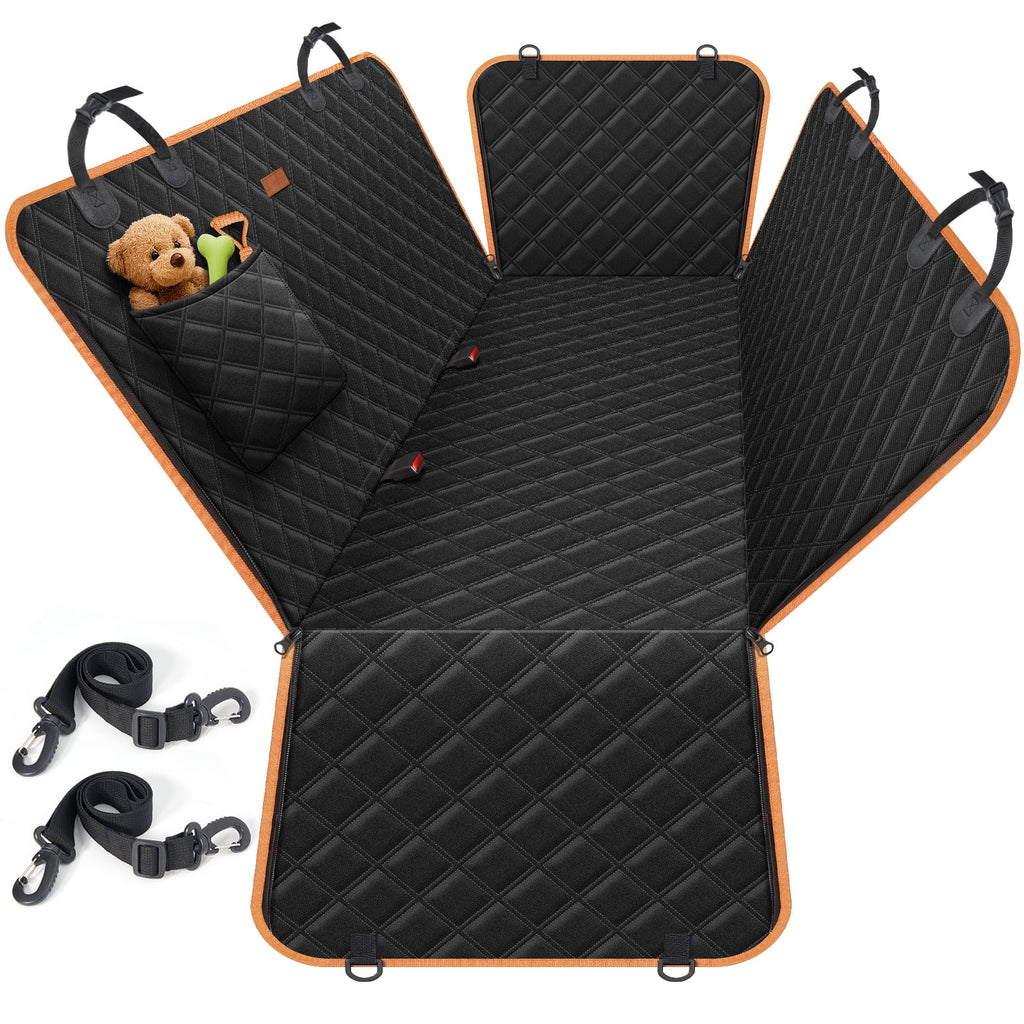 Dog Seat Cover, Upgrade Large Back Seat Pet Seat Cover Hammock for Cars, Trucks, Suvs with Nonslip Backing, Side Flaps, Waterproof, Soft (Black)