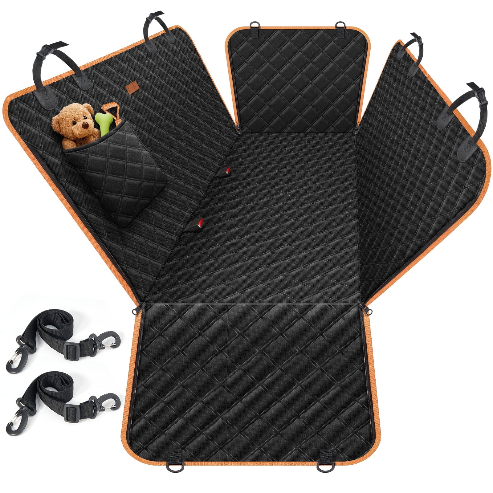 Dog Seat Cover, Upgrade Large Back Seat Pet Seat Cover Hammock for Cars, Trucks, Suvs with Nonslip Backing, Side Flaps, Waterproof, Soft (Black)