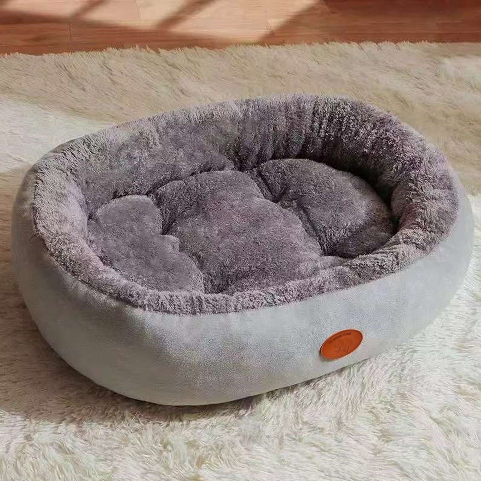 Oval Pet Bed Orthopedic Bed Fleece Warmth Pet Pad for Cat 