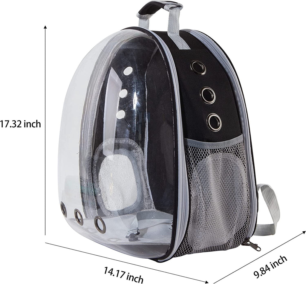 Pet Cat Carrier Backpack Transparent Space Capsule Pet Dog Bubble Bag Hiking Backpack Airline Approved Travel Carrier, Black