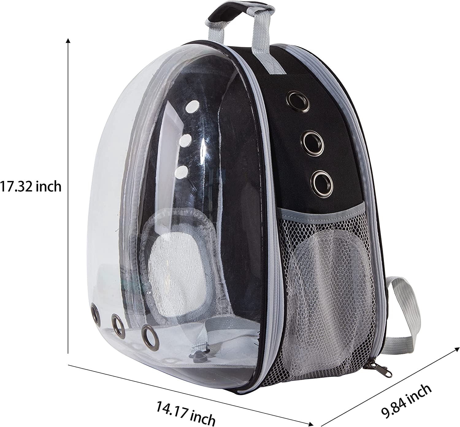 Pet Cat Carrier Backpack Transparent Space Capsule Pet Dog Bubble Bag Hiking Backpack Airline Approved Travel Carrier, Black