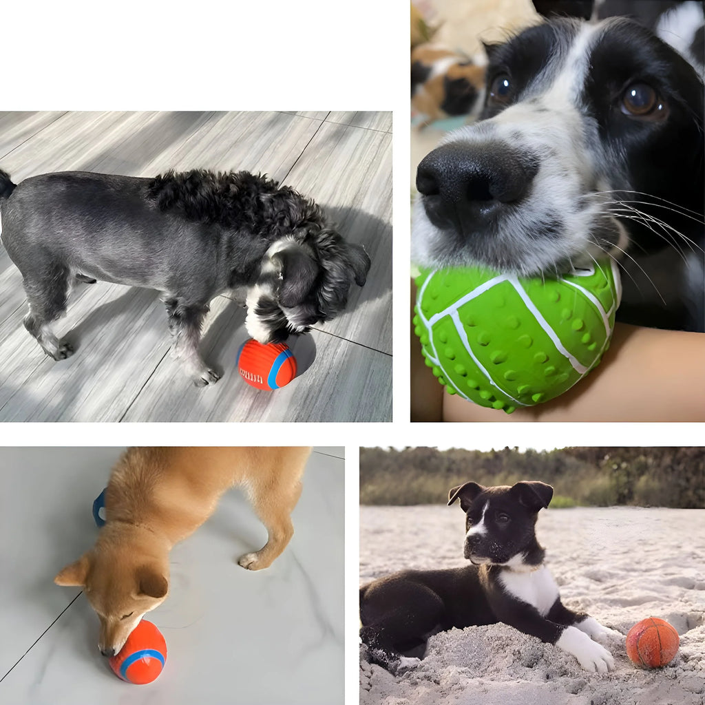 Squeaky Latex Dog Ball Toy, 3.6 Inch Interactive Fetch Ball for Medium Large Breeds, Durable Chew Toy for Indoor Outdoor Play, Tennis Style Pet Training Aid
