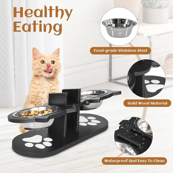 3-Bowl Elevated Cat Feeding Station