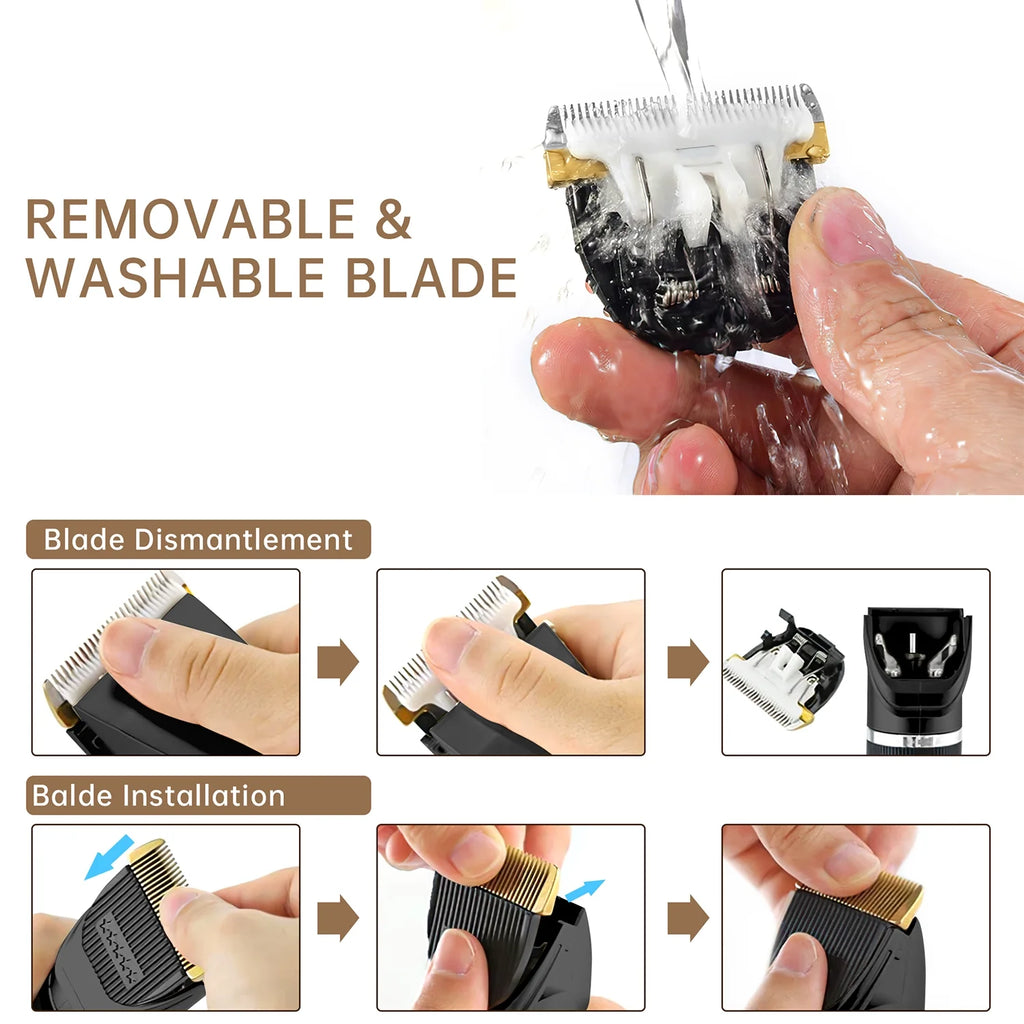Dog Hair Clippers, Professional LED Display Dog Grooming Kit, Cordless Quiet Pets Clippers Hair Trimmer, Low Noise Dog Shaver Clipper with 4 Comb Guides, 5 Size Fine Tuning Knob for Thick Coats Cats