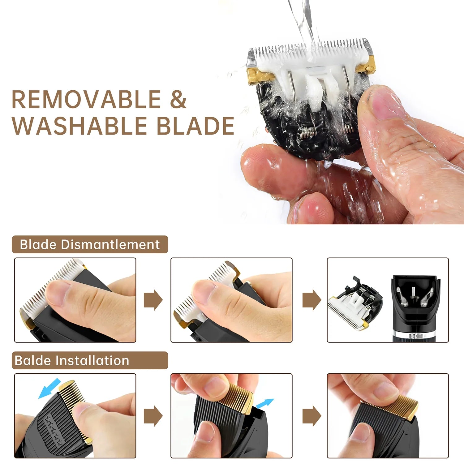 Dog Hair Clippers, Professional LED Display Dog Grooming Kit, Cordless Quiet Pets Clippers Hair Trimmer, Low Noise Dog Shaver Clipper with 4 Comb Guides, 5 Size Fine Tuning Knob for Thick Coats Cats