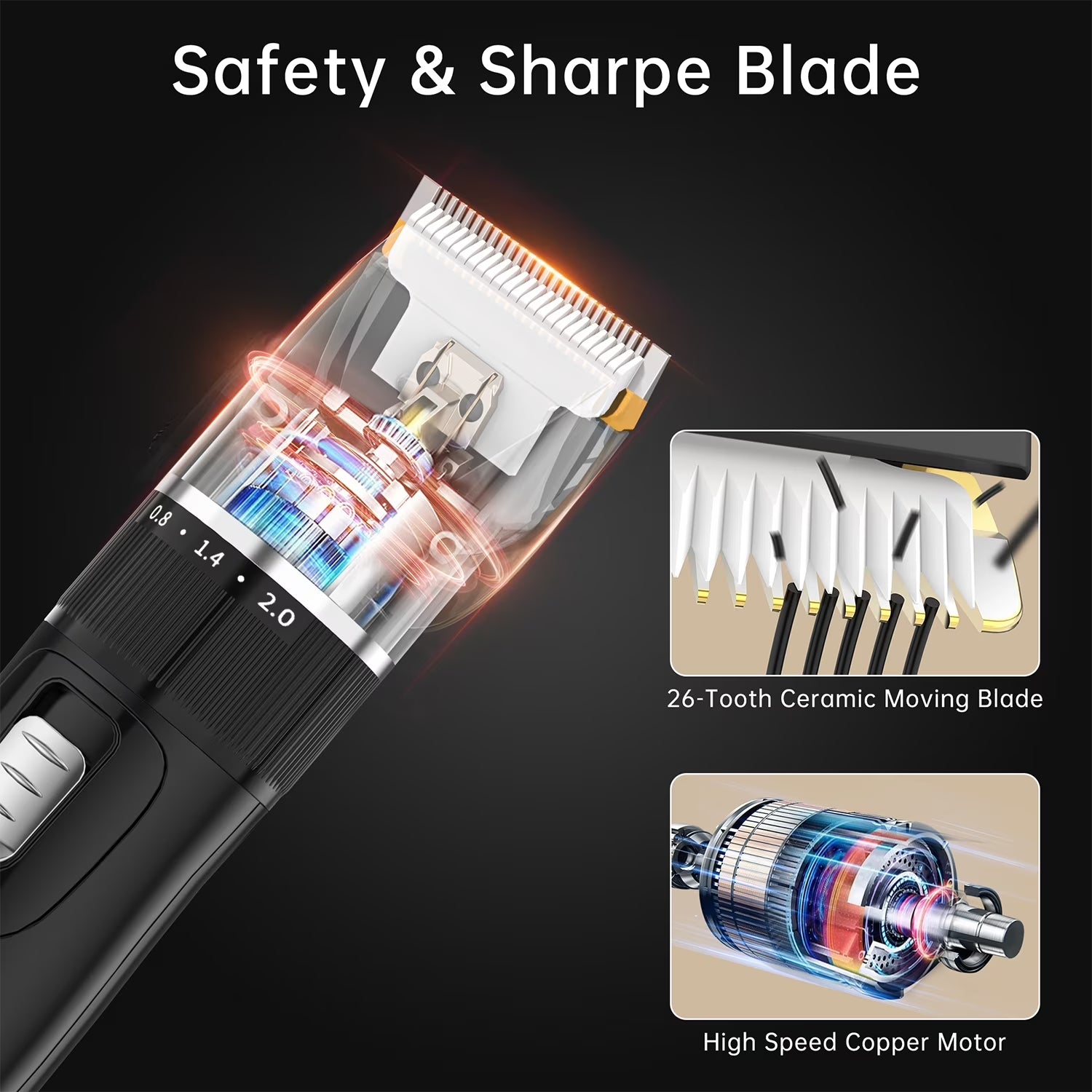 Dog Hair Clippers, Professional LED Display Dog Grooming Kit, Cordless Quiet Pets Clippers Hair Trimmer, Low Noise Dog Shaver Clipper with 4 Comb Guides, 5 Size Fine Tuning Knob for Thick Coats Cats