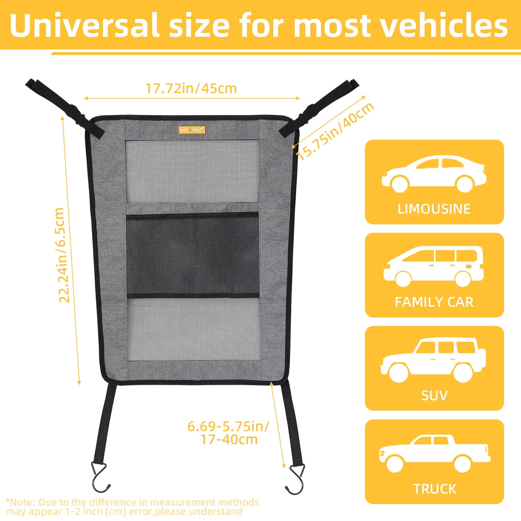 Dog Car Backseat Barrier, Universal Mesh Pet Divider with 2 Mesh Windows, Easy Install Adjustable Pet Fence for All Cars, Suvs, Trucks