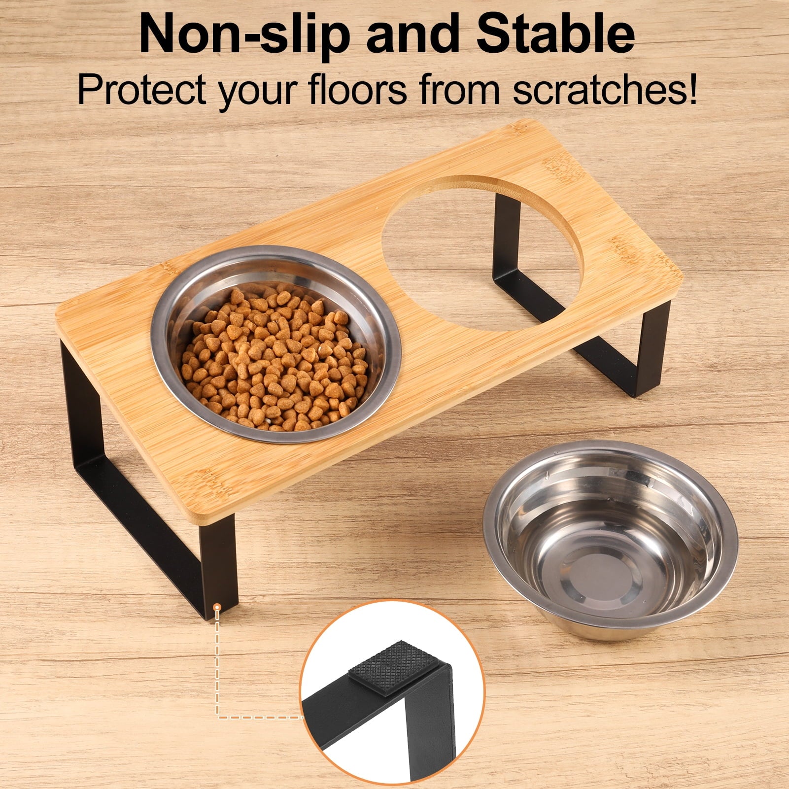 Cat Food Bowls, Elevated Stainless Steel Cat Bowls, 15 Degree Tilted Raised Bowls for Food and Water, with Stand and anti Vomit Feeding Station for Indoor Cats and Small Dogs(Stainless Steel)