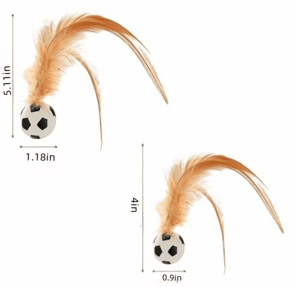 Loopunk 6 Pcs Feather Ball Cat Toy,Interactive Feather Bouncy Ball Toy Set for Cats,Mini and Elastic,Suitable for Pets to Play Indoors and Outdoors