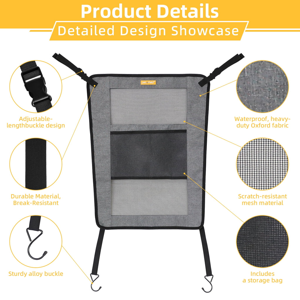 Dog Car Backseat Barrier, Universal Mesh Pet Divider with 2 Mesh Windows, Easy Install Adjustable Pet Fence for All Cars, Suvs, Trucks