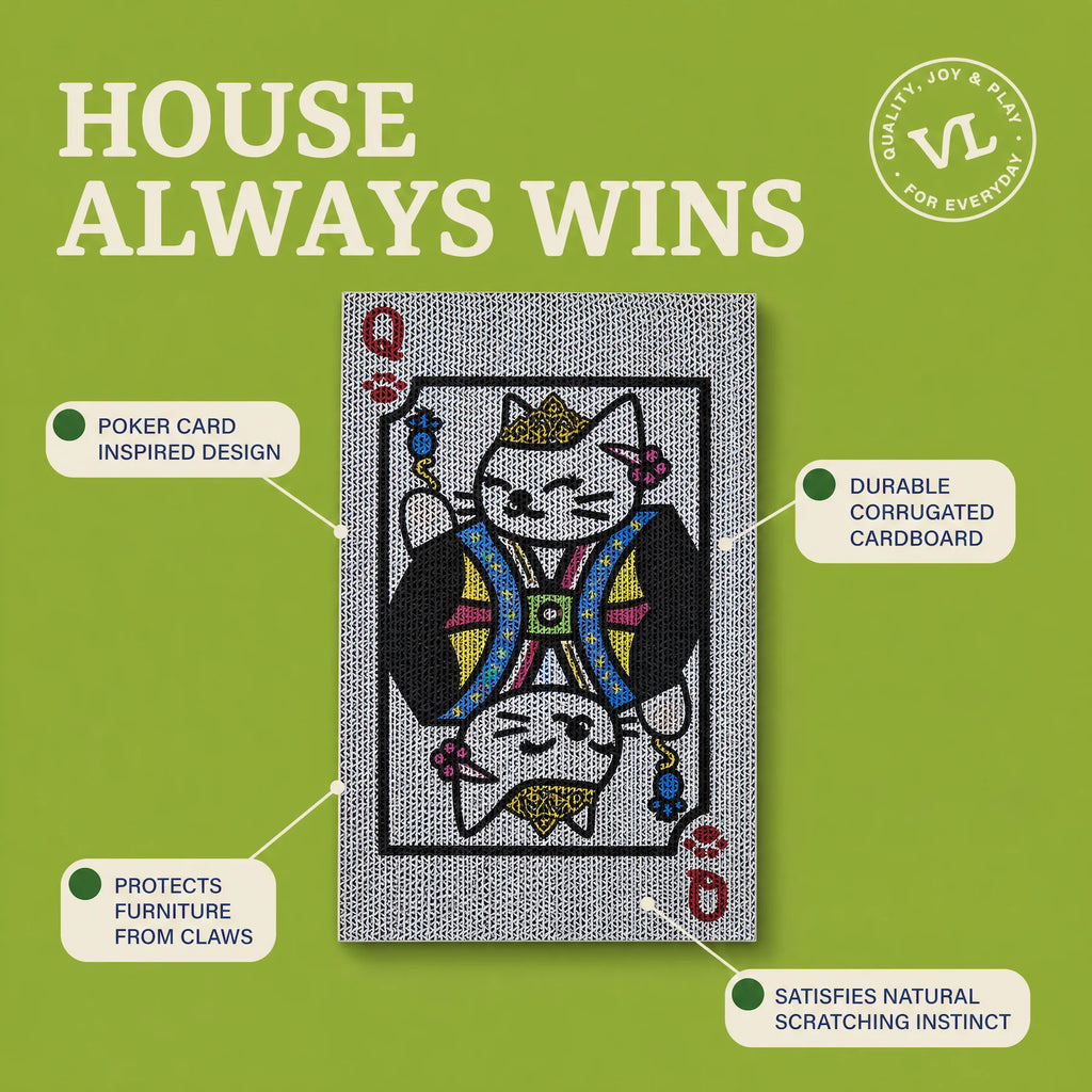 Corrugate Poker Card Cat Scratcher, Multicolor, 15.7" X 9.4"