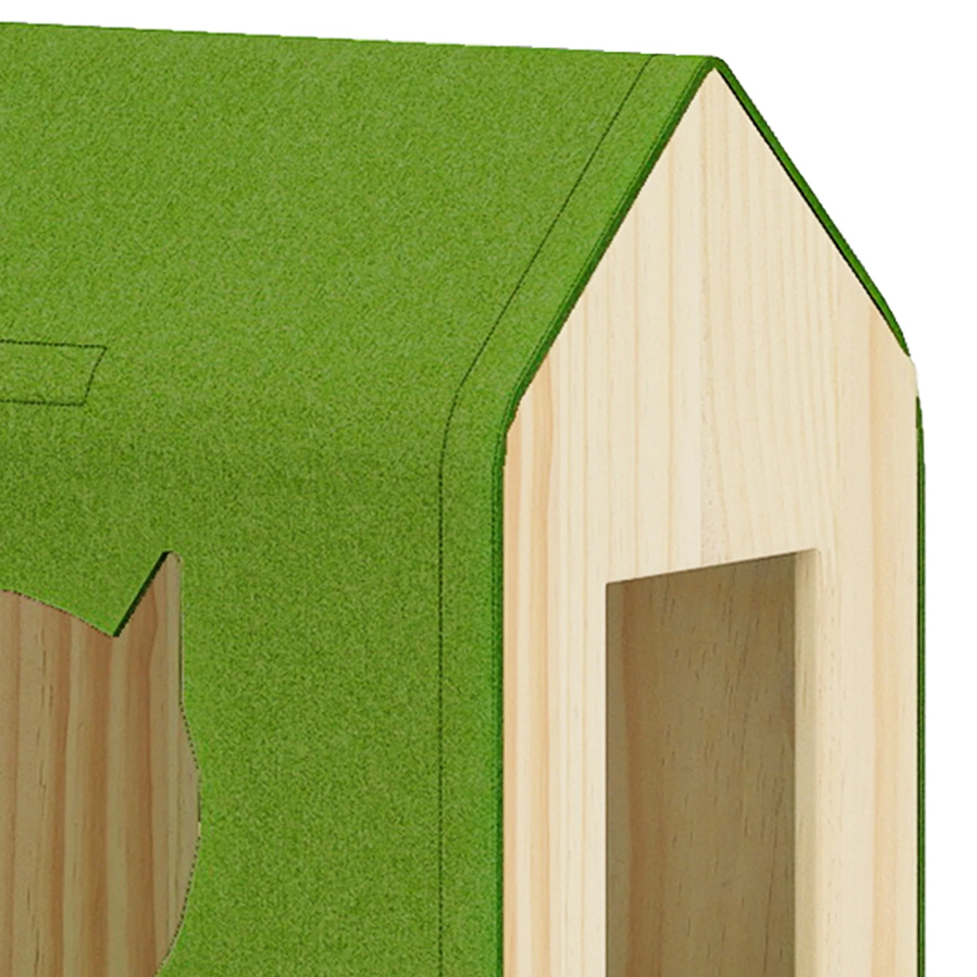 Cat Wall Shelves and Perches, Wooden Wall-Mounted Cat Furniture Set of 8 with House, 4 Perches, 2 Sisal Posts & Pom-Pom Toy for Indoor, Green & Wood