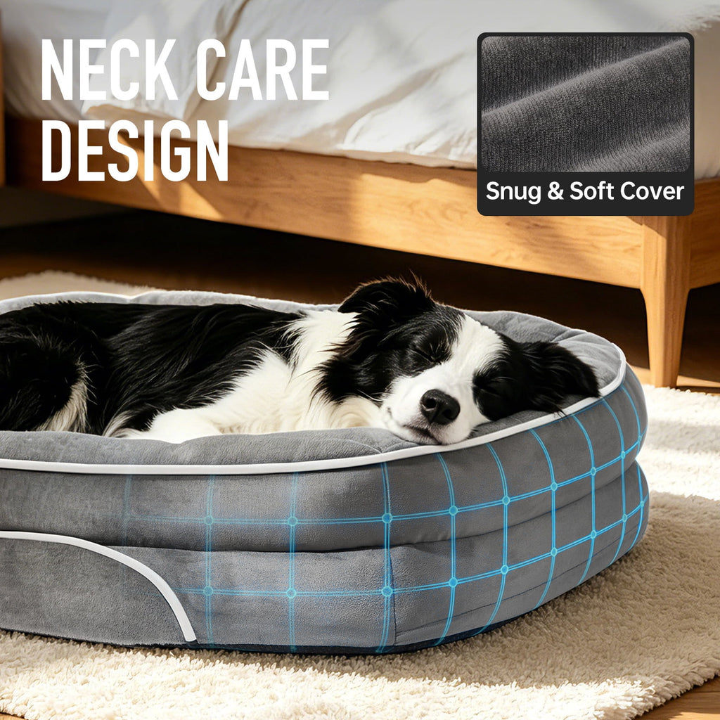 35In Luxury Sofa-Style Pet Orthopedic Bed for Large and Medium Dogs – Removable Machine-Washable Plush Cover, 4-Sided Bolster, Non-Slip Bottom, Size 35"X28"X6" Gray