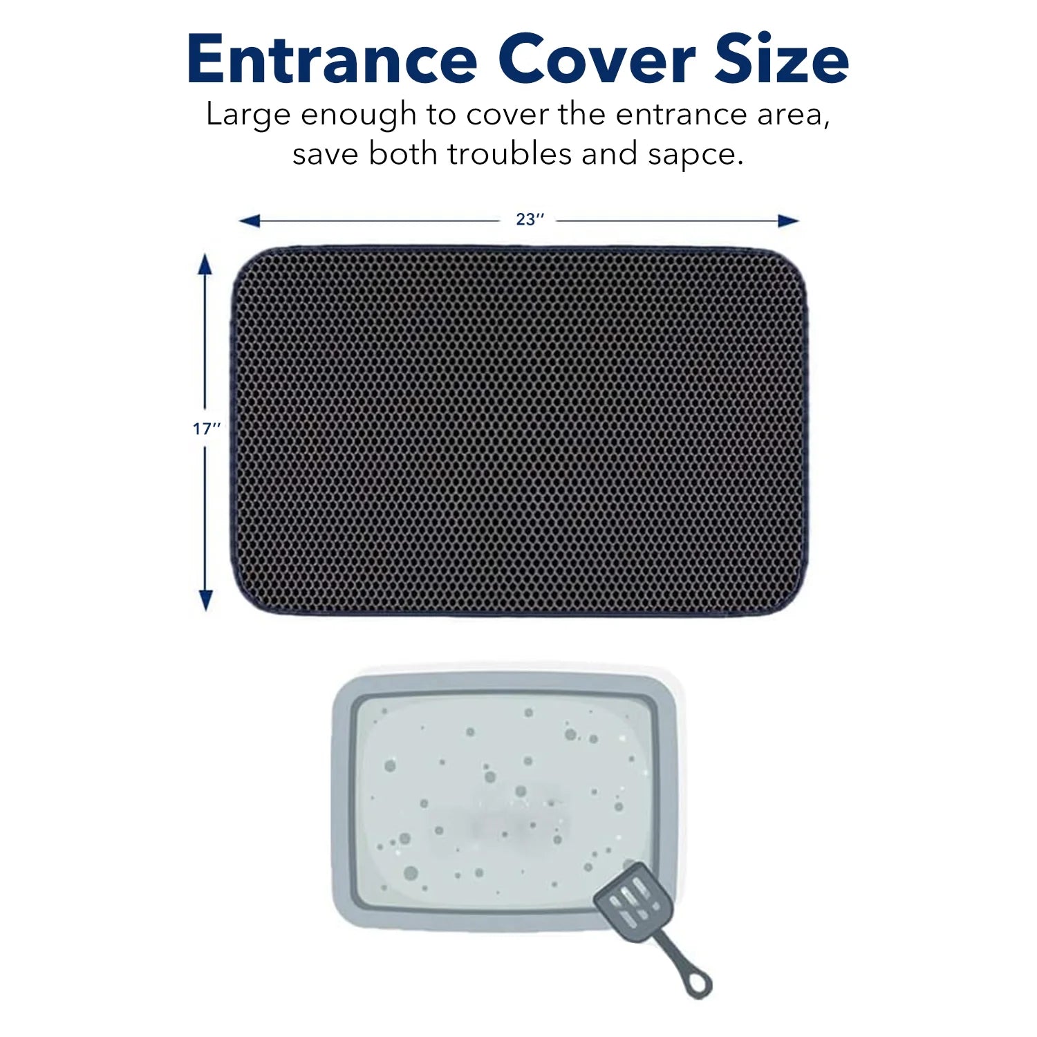 17" X 23" Cat Litter Mat Trapping Match, Honeycomb Double Layer Design, Urine-Proof and Water Proof, Scatter Control, Easier to Clean & Washable(Black)