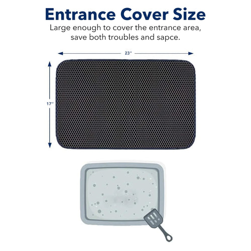 17" X 23" Cat Litter Mat Trapping Match, Honeycomb Double Layer Design, Urine-Proof and Water Proof, Scatter Control, Easier to Clean & Washable(Black)