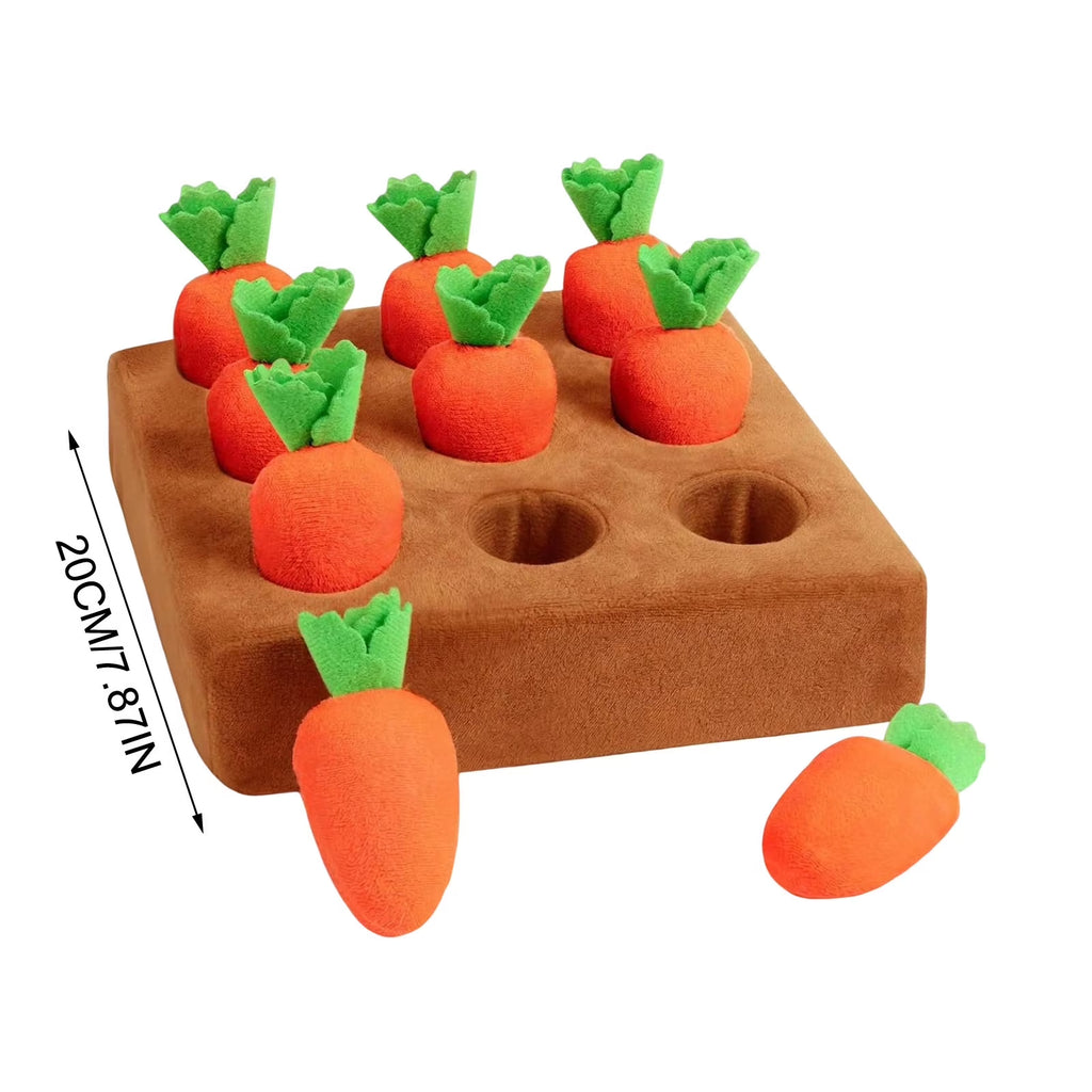 Carrot Dog Toys Carrot Snuffle Mat for Dogs Toy Carrot, Interactive Dog Plush Puzzle Toys, Interactive Rabbit Enrichment Toys, 2 in 1 Non-Slip Nosework Feed Games Pet Stress Relief with 9 Carrots