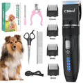 Dog Hair Clippers, Professional LED Display Dog Grooming Kit, Cordless Quiet Pets Clippers Hair Trimmer, Low Noise Dog Shaver Clipper with 4 Comb Guides, 5 Size Fine Tuning Knob for Thick Coats Cats