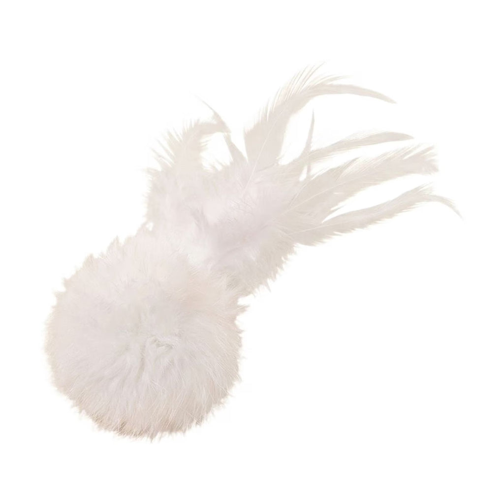 Interactive Cat Toys, Rabbit Ball Cat Toys 6X3 Inch White Cat Feather Toys Enrichment for Indoor Cats, Entertaining Self Play Kitten Toys for Daily Play and Exercise, 1 Pack