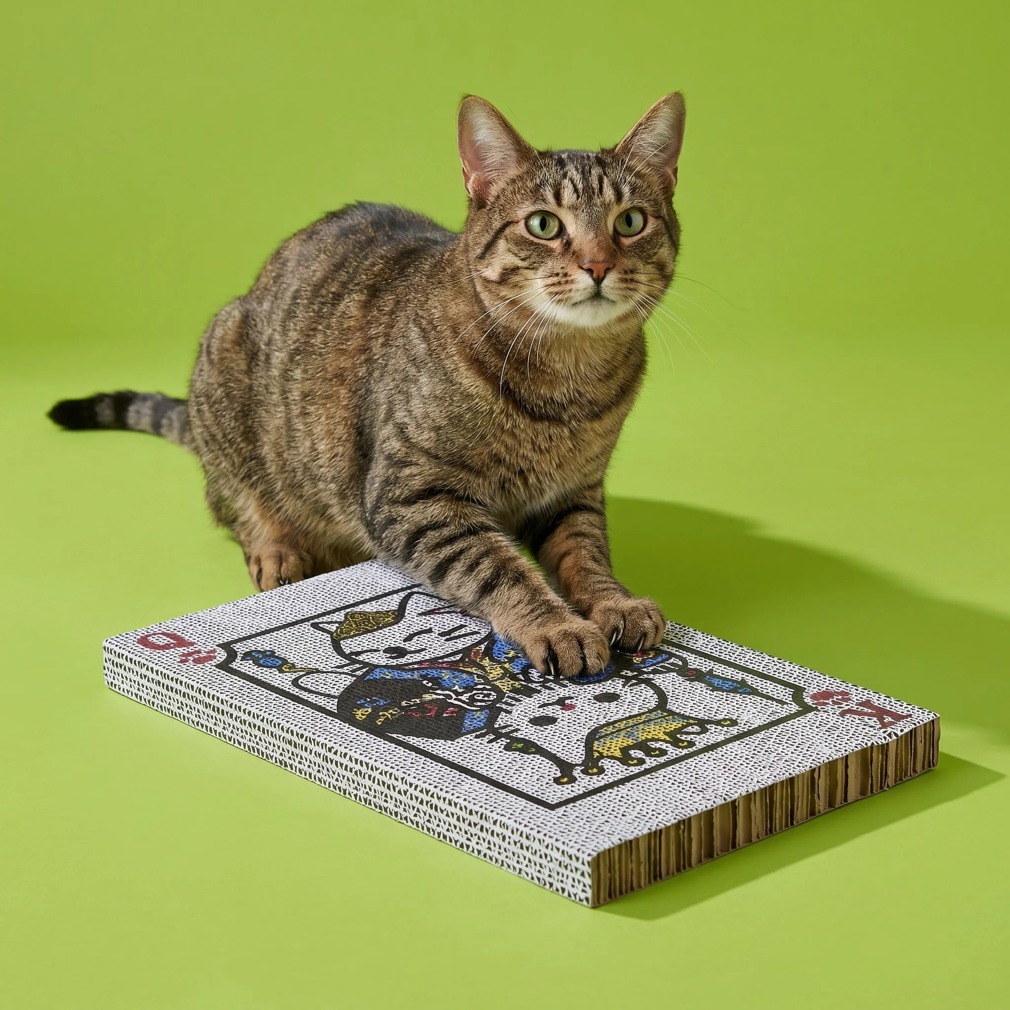 Corrugate Poker Card Cat Scratcher, Multicolor, 15.7" X 9.4"