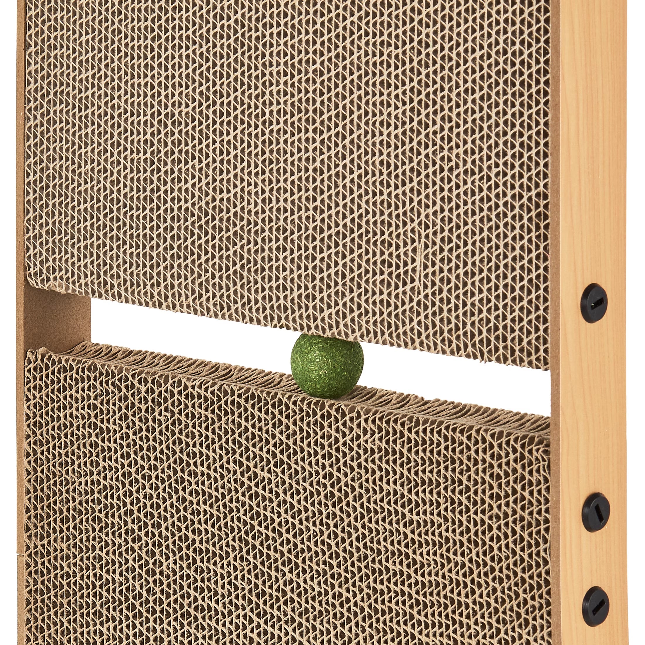 L-Shaped Cat Scratcher with Dual-Surface Scratchers, Brown, 27"