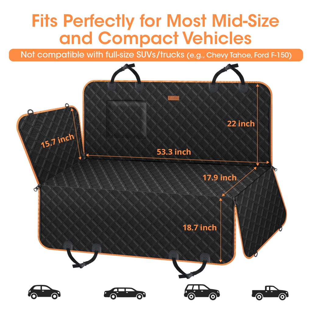Dog Seat Cover, Upgrade Large Back Seat Pet Seat Cover Hammock for Cars, Trucks, Suvs with Nonslip Backing, Side Flaps, Waterproof, Soft (Black)