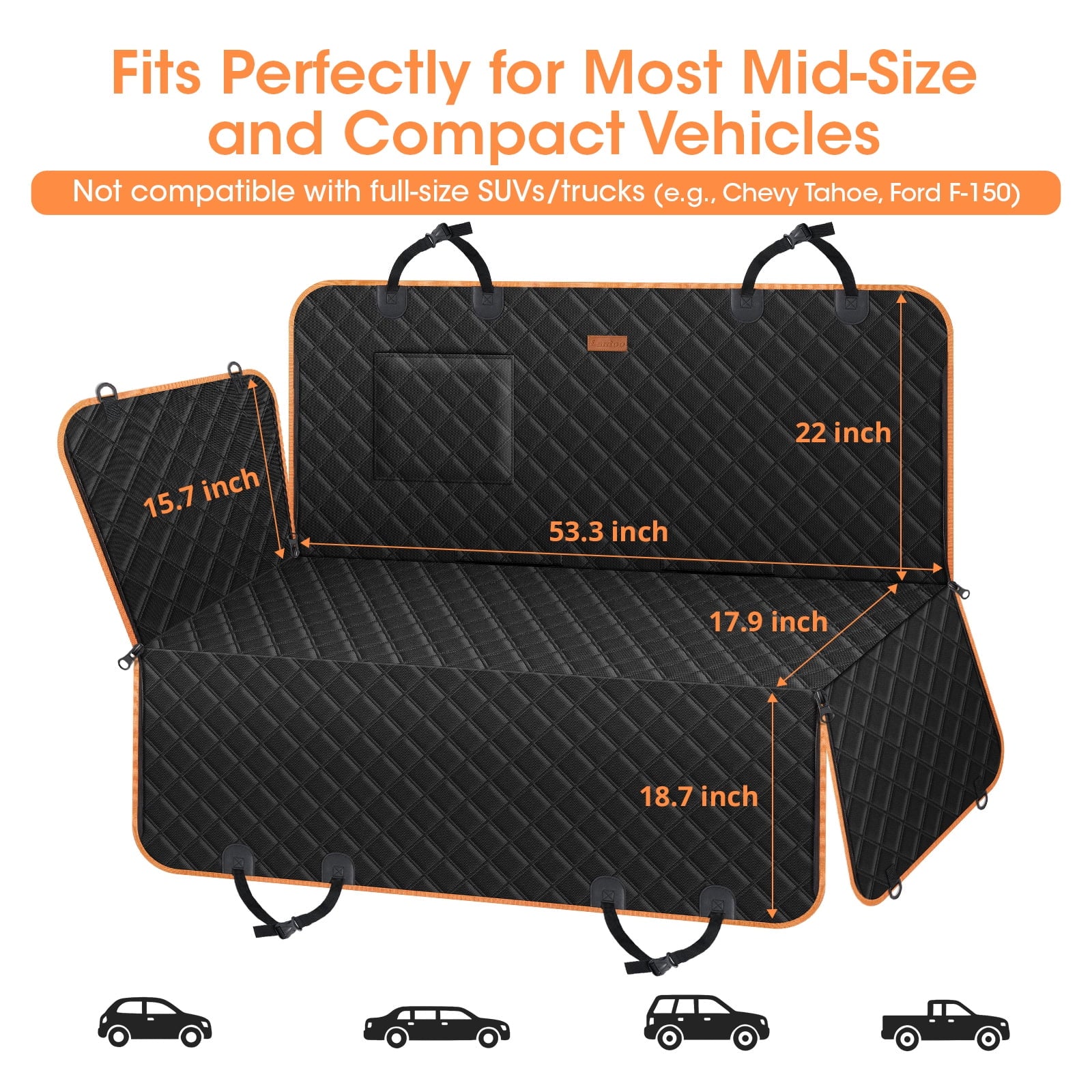 Dog Seat Cover, Upgrade Large Back Seat Pet Seat Cover Hammock for Cars, Trucks, Suvs with Nonslip Backing, Side Flaps, Waterproof, Soft (Black)