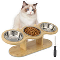 Elevated 3-Bowl Wood Stand Cat Feeder