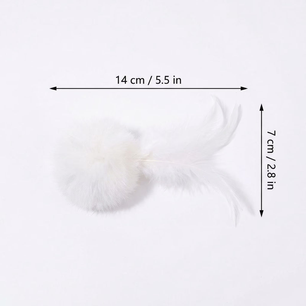 Interactive Cat Toys, Rabbit Ball Cat Toys 6X3 Inch White Cat Feather Toys Enrichment for Indoor Cats, Entertaining Self Play Kitten Toys for Daily Play and Exercise, 1 Pack