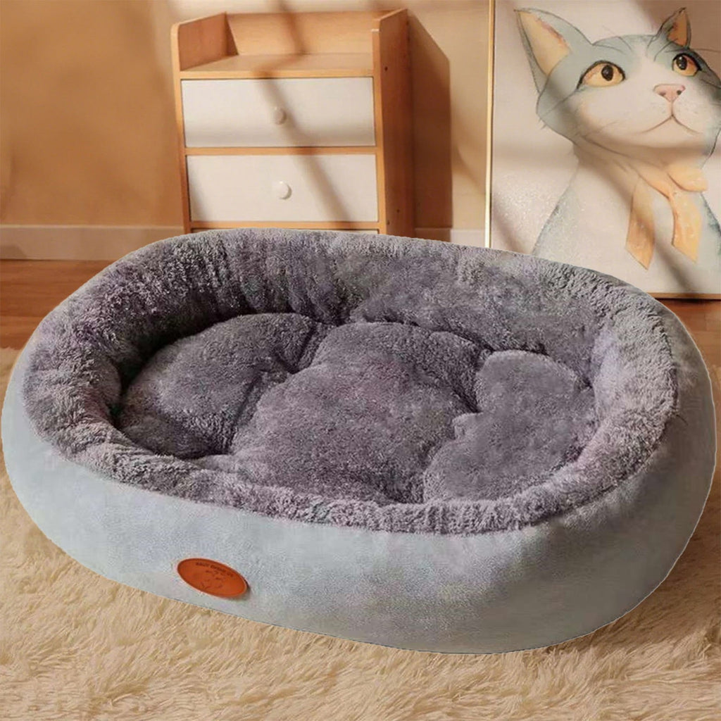 Oval Pet Bed Orthopedic Bed Fleece Warmth Pet Pad for Cat 