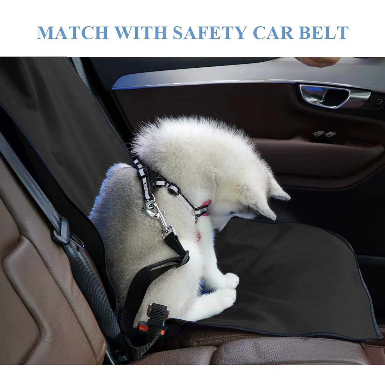 Waterproof Car Seat Cover for Dogs, Pet Seat Protector with Anti-Slip Backing, Oxford Fabric Durable Scratch-Resistant Easy to Clean, Universal Fit for Front Seats 41.7X19.3In, Black/Blue/Red