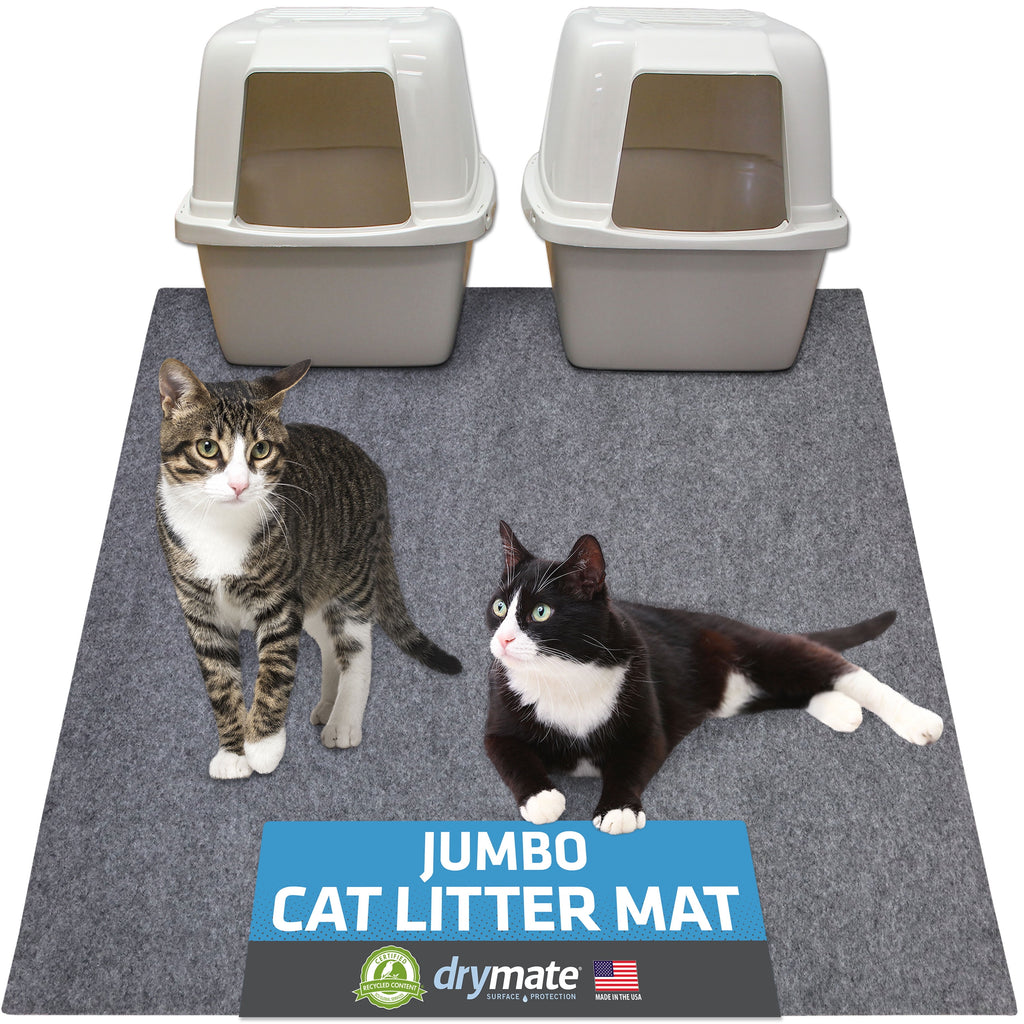 Jumbo Cat Litter Box Mat, Waterproof Urine-Proof, Absorbent, Machine Washable, Contains Mess, Soft on Paws, Kitten Supplies 29X44, Light Grey