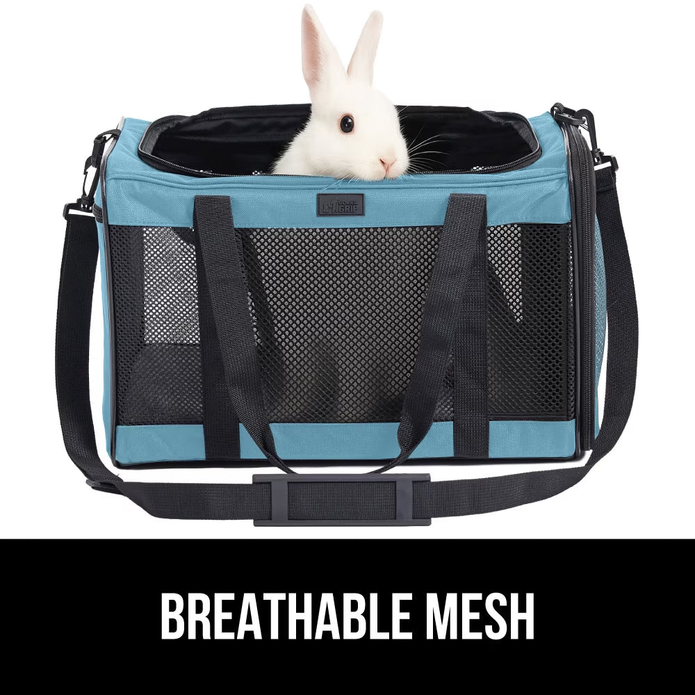 Cat Carrier Portable Dog Kennel up to 15 Lbs, Airline Pet Travel Bag, Blue