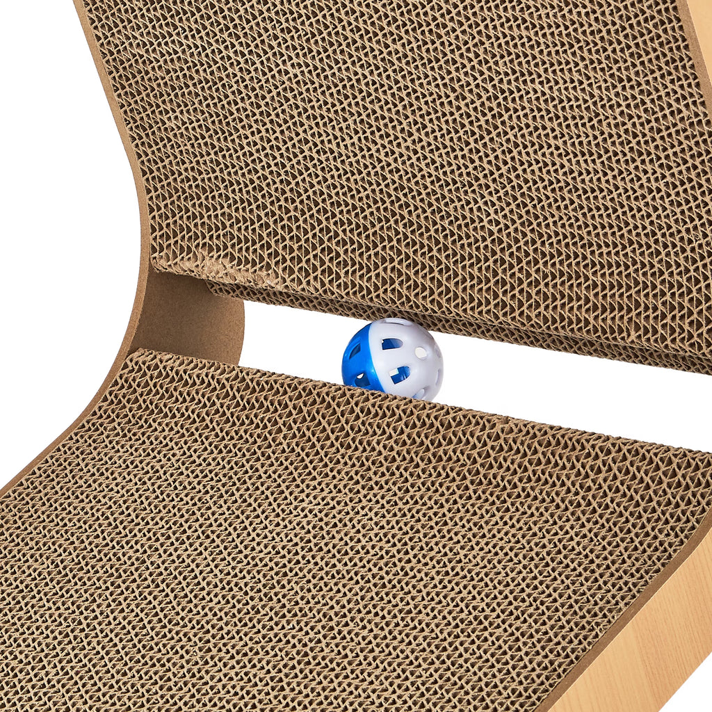 L-Shaped Cat Scratcher with Dual-Surface Scratchers, Brown, 27"