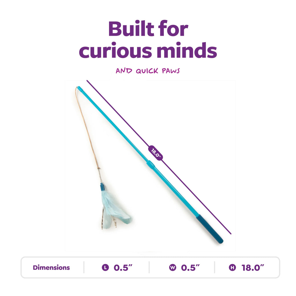 Frisky Flyer, Interactive Cat Toy, Extendable and Retractable Wand with Feathers