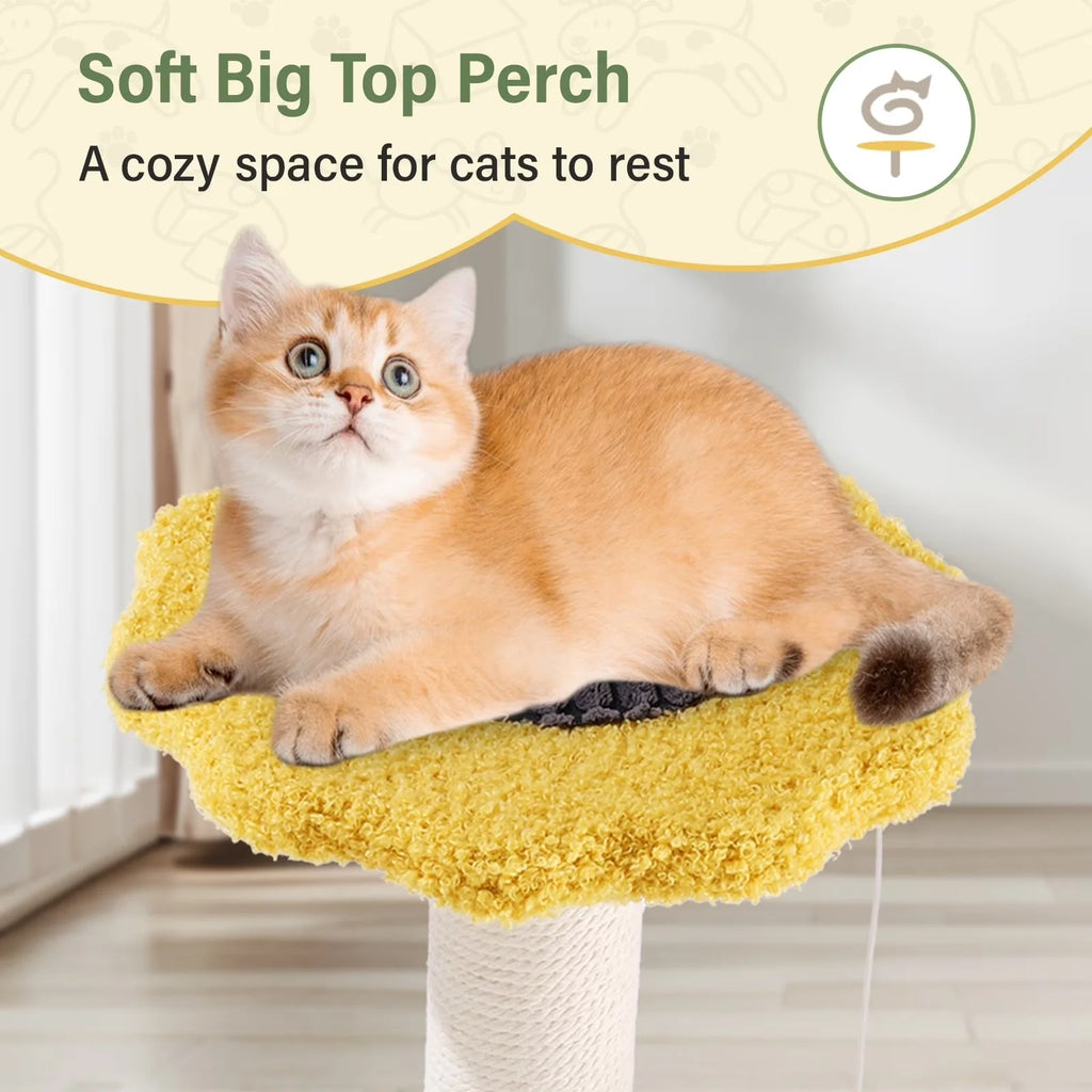 17'' Cat Tree Tower Cat Condo with Sisal Scratching Posts Multi-Level Cat Tower for Indoor Medium Cats, Green