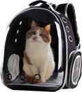 Pet Cat Carrier Backpack Transparent Space Capsule Pet Dog Bubble Bag Hiking Backpack Airline Approved Travel Carrier, Black