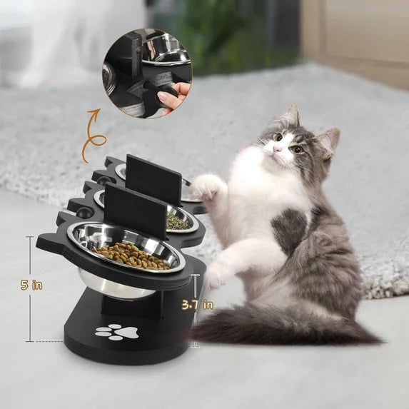 3-Bowl Elevated Cat Feeding Station