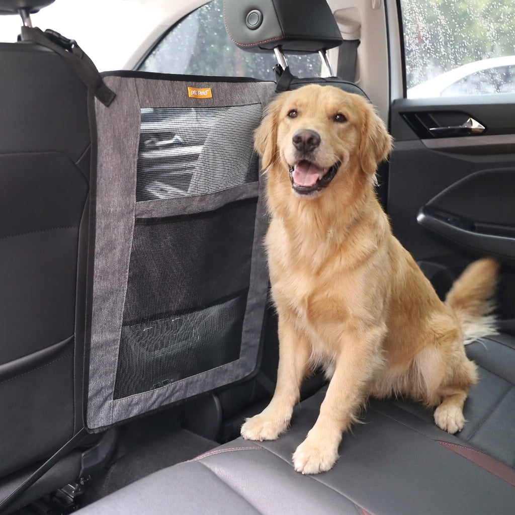 Dog Car Backseat Barrier, Universal Mesh Pet Divider with 2 Mesh Windows, Easy Install Adjustable Pet Fence for All Cars, Suvs, Trucks