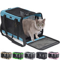 Cat Carrier Portable Dog Kennel up to 15 Lbs, Airline Pet Travel Bag, Blue