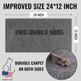 An image of the Multi-Surface Cat Scratcher showing its dimensions as well as detailing that it has two usable sides