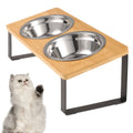 Cat Food Bowls, Elevated Stainless Steel Cat Bowls, 15 Degree Tilted Raised Bowls for Food and Water, with Stand and anti Vomit Feeding Station for Indoor Cats and Small Dogs(Stainless Steel)