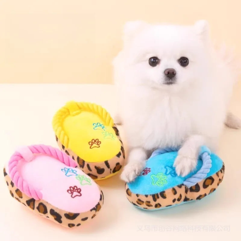 Squeaky Plush Slipper Dog Toy