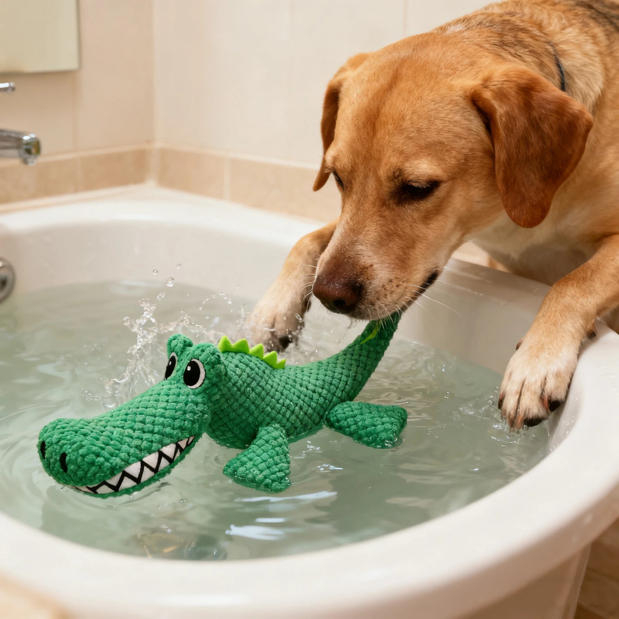 Squeaky Crocodile Plush Dog Toy for Heavy Chewers