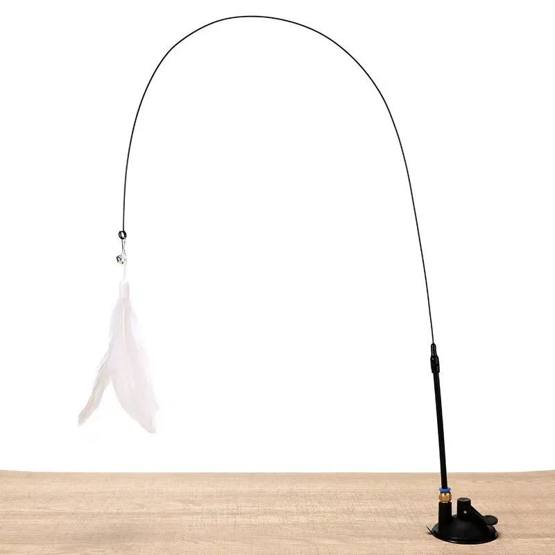 Feather Wand Cat Toy with Suction Cup Base