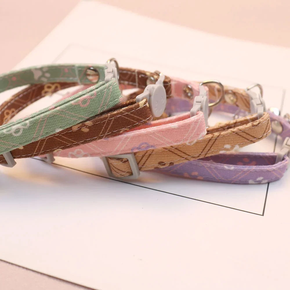 Pawprint Cat Collar with Bell