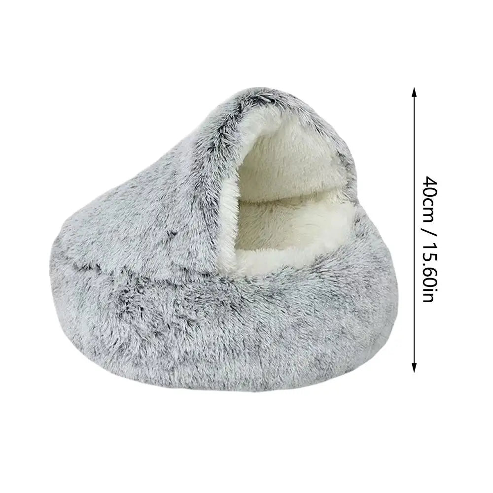Covered Plush Cat Bed