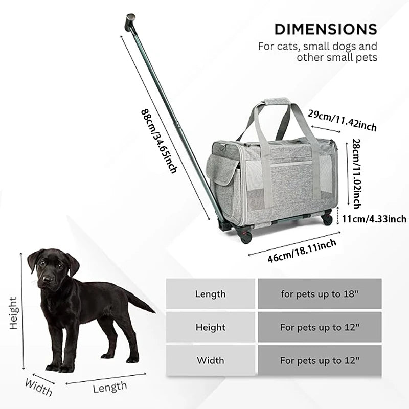 Rolling Pet Carrier with Wheels