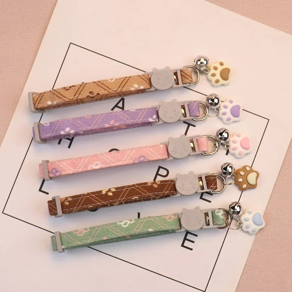 Pawprint Cat Collar with Bell