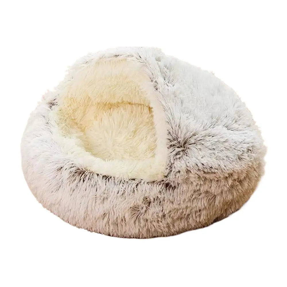 Covered Plush Cat Bed